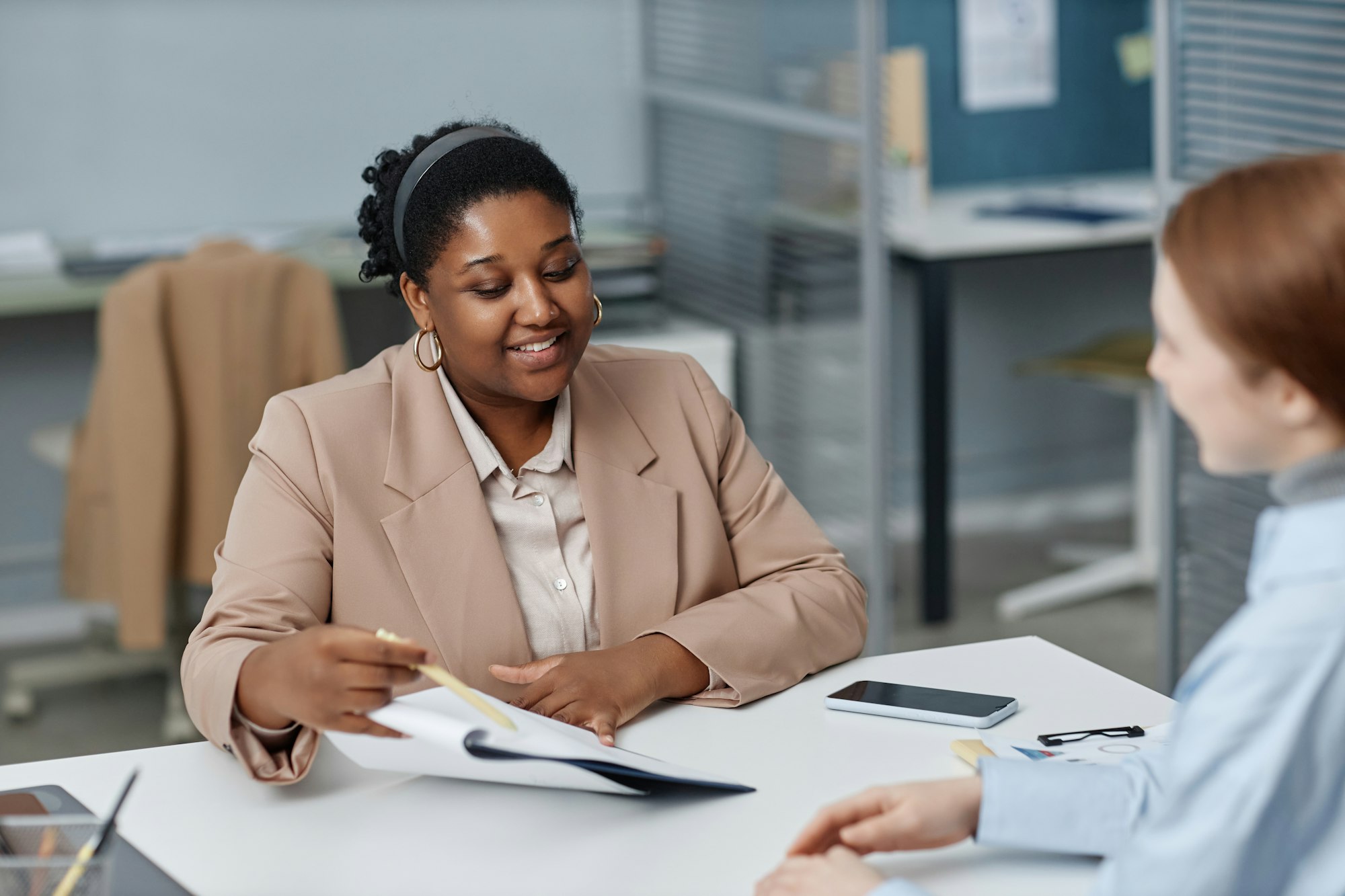 Female HR Representative Talking to Candidate