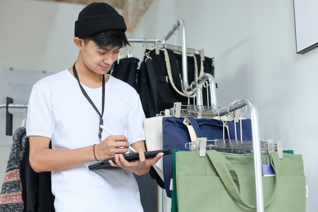 staff checking stocks